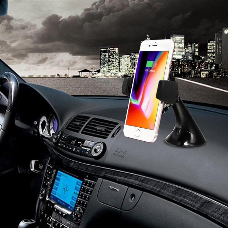 Universal 360 Degree Rotate Car Wireless Charger Phone Holder Stand Mount, Clip Width: 53-108mm, For iPhone, Samsung, LG, Nokia, HTC, Huawei, and other Smartphones(Black)