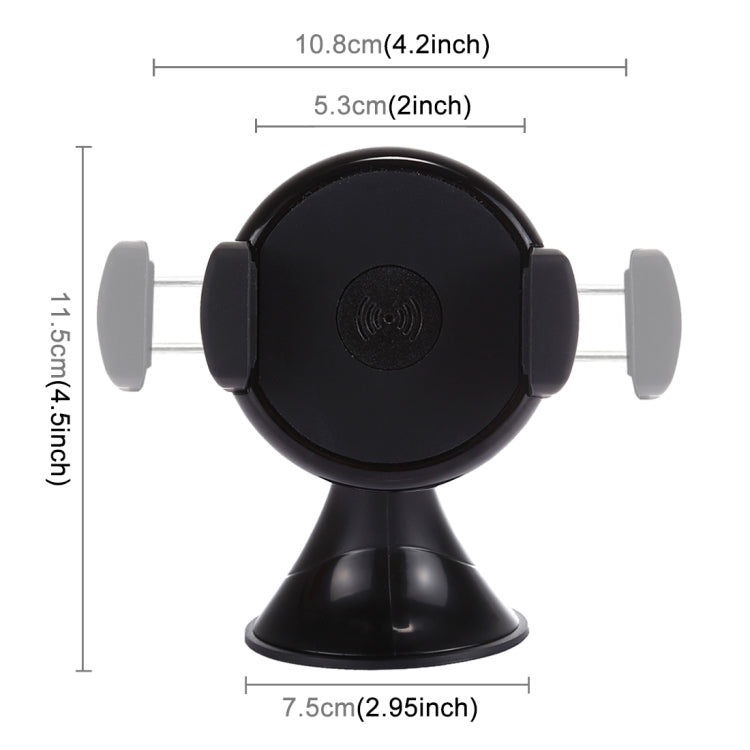 Universal 360 Degree Rotate Car Wireless Charger Phone Holder Stand Mount, Clip Width: 53-108mm, For iPhone, Samsung, LG, Nokia, HTC, Huawei, and other Smartphones(Black)