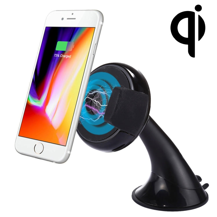 Universal 360 Degree Rotate Car Wireless Charger Phone Holder Stand Mount, Clip Width: 53-108mm, For iPhone, Samsung, LG, Nokia, HTC, Huawei, and other Smartphones(Black)