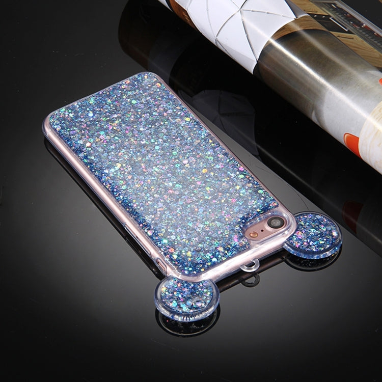 For  iPhone 8 & 7  Glitter Powder Mouse Ear Soft TPU Protective Case with Sling Hole