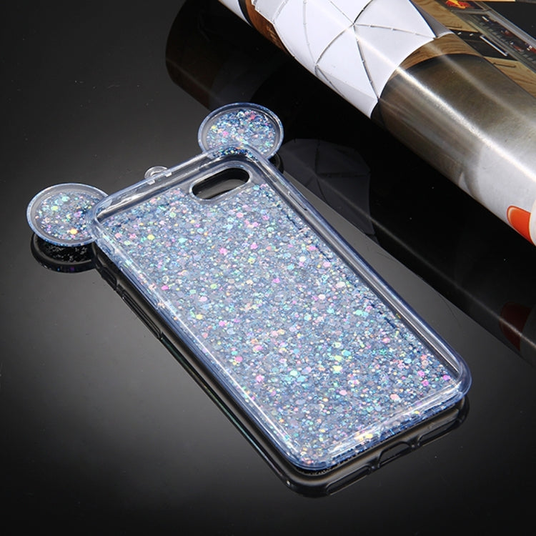For  iPhone 8 & 7  Glitter Powder Mouse Ear Soft TPU Protective Case with Sling Hole