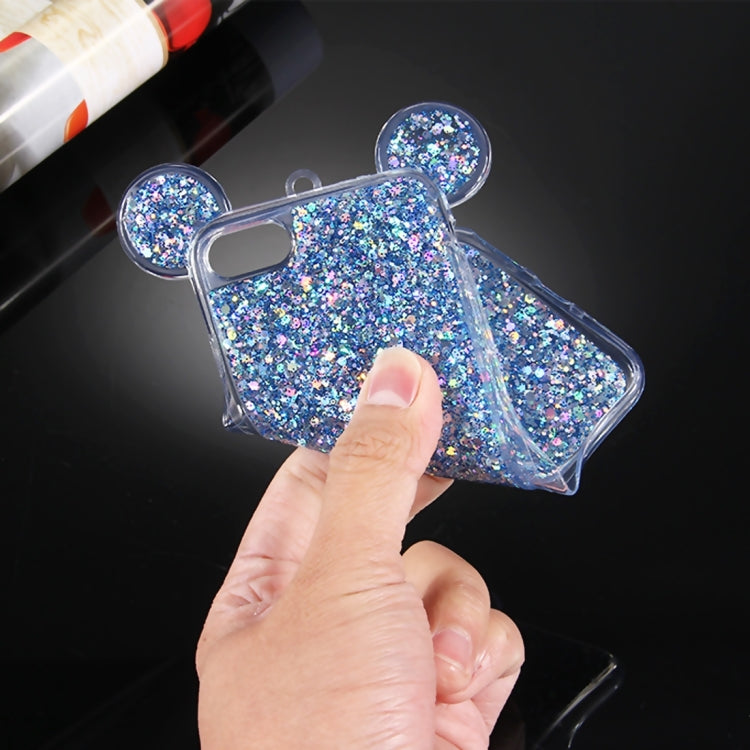 For  iPhone 8 & 7  Glitter Powder Mouse Ear Soft TPU Protective Case with Sling Hole