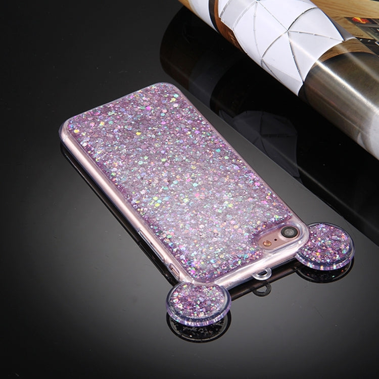 For  iPhone 8 & 7  Glitter Powder Mouse Ear Soft TPU Protective Case with Sling Hole
