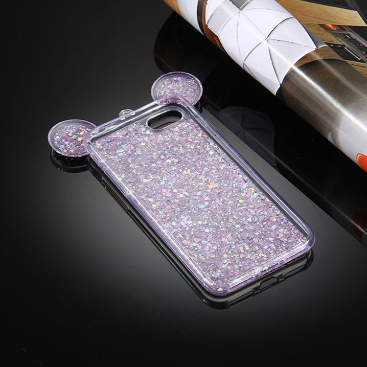 For  iPhone 8 & 7  Glitter Powder Mouse Ear Soft TPU Protective Case with Sling Hole