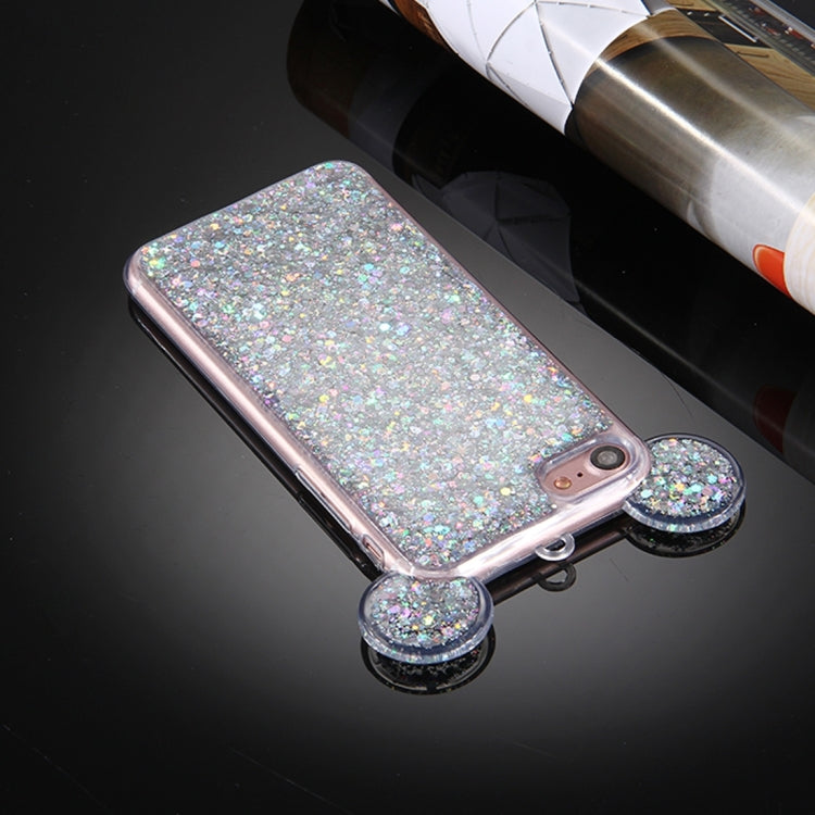 For  iPhone 8 & 7  Glitter Powder Mouse Ear Soft TPU Protective Case with Sling Hole