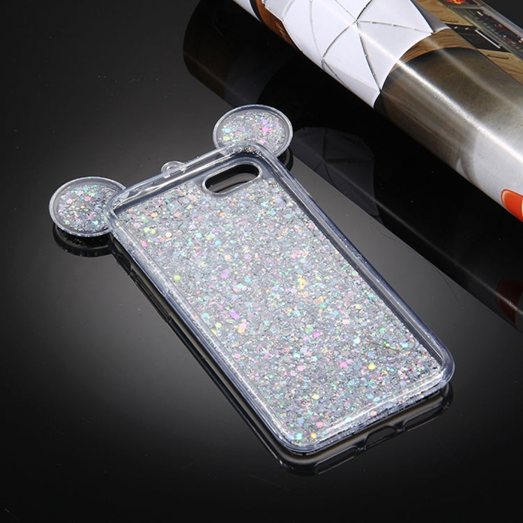 For  iPhone 8 & 7  Glitter Powder Mouse Ear Soft TPU Protective Case with Sling Hole