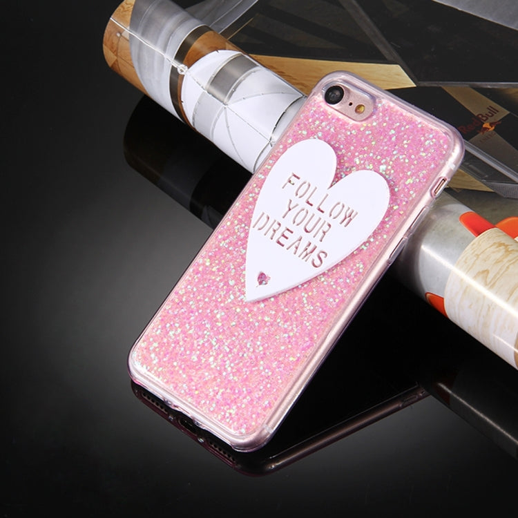 For  iPhone 8 & 7  Glitter Powder Heart-shaped Words Pattern Soft TPU Protective Case