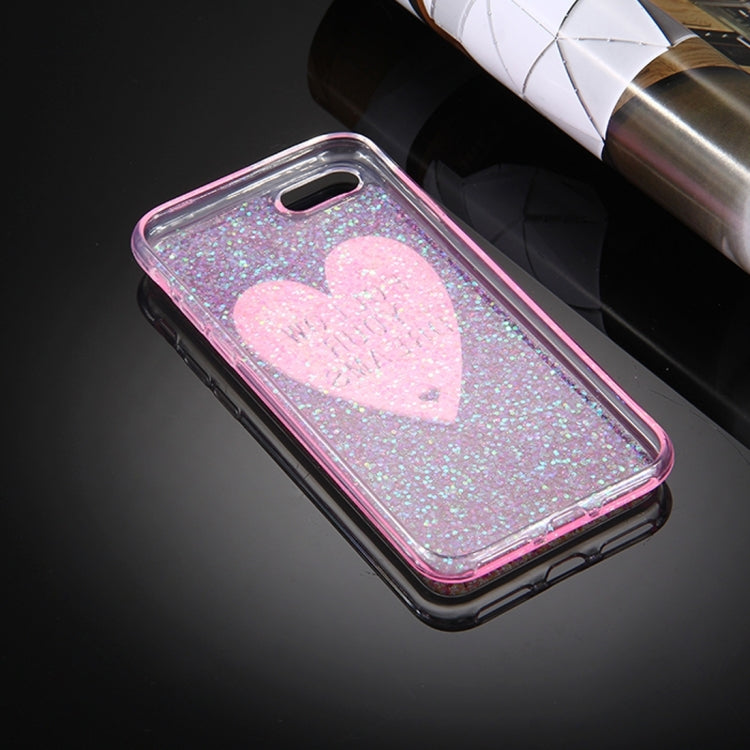 For  iPhone 8 & 7  Glitter Powder Heart-shaped Words Pattern Soft TPU Protective Case