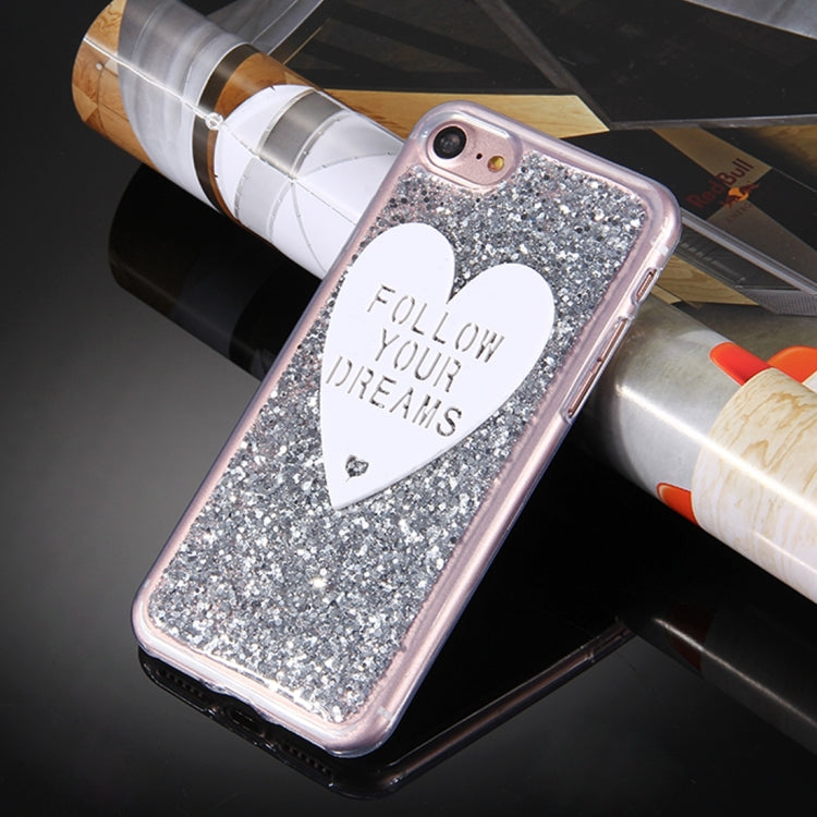 For  iPhone 8 & 7  Glitter Powder Heart-shaped Words Pattern Soft TPU Protective Case