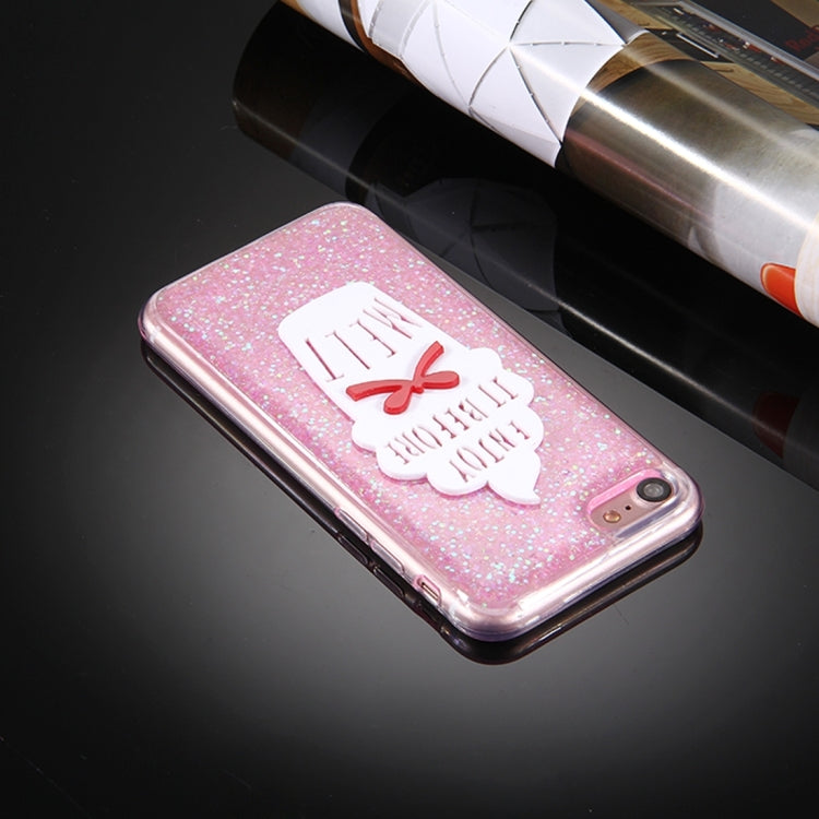 For  iPhone 8 & 7  Glitter Powder Ice Cream Words Pattern Soft TPU Protective Case