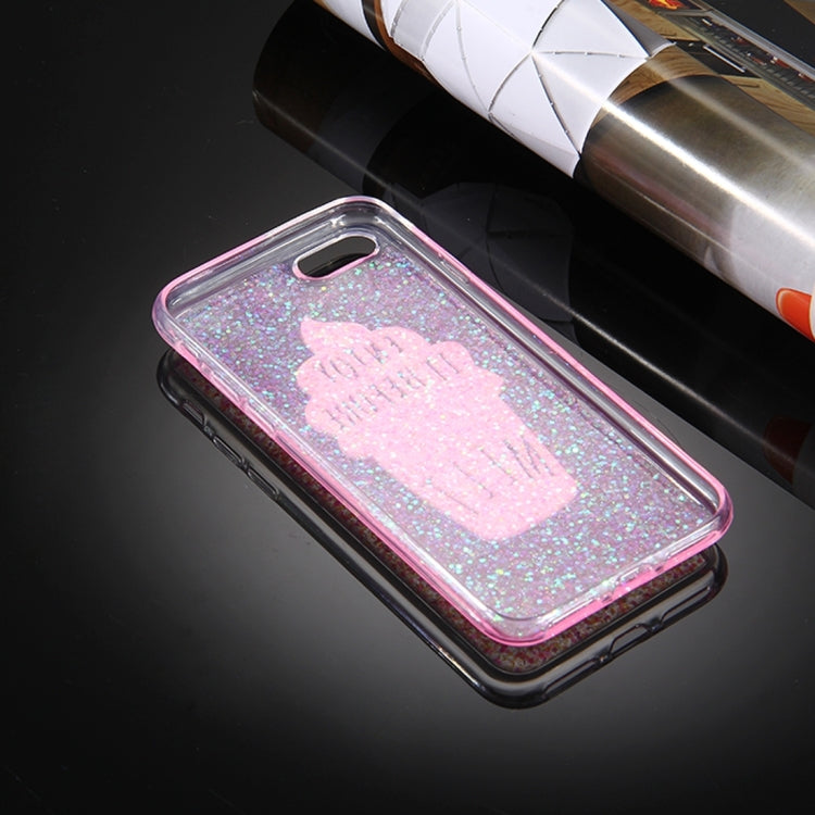 For  iPhone 8 & 7  Glitter Powder Ice Cream Words Pattern Soft TPU Protective Case