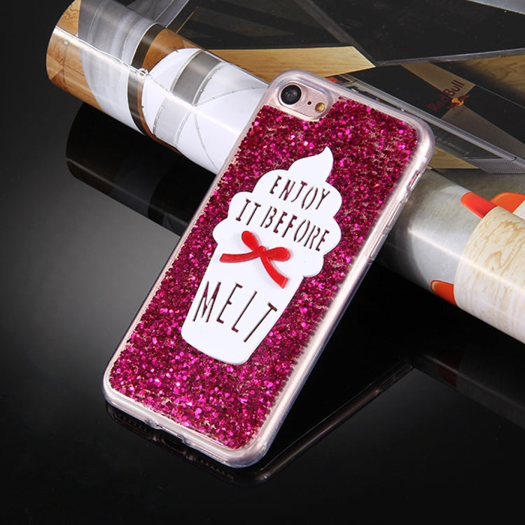 For  iPhone 8 & 7  Glitter Powder Ice Cream Words Pattern Soft TPU Protective Case