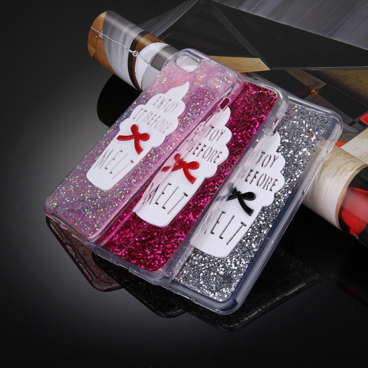 For  iPhone 8 & 7  Glitter Powder Ice Cream Words Pattern Soft TPU Protective Case