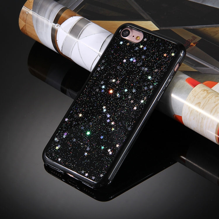 For  iPhone 8 & 7  Stars Glitter Powder Soft TPU Protective Case(Black)