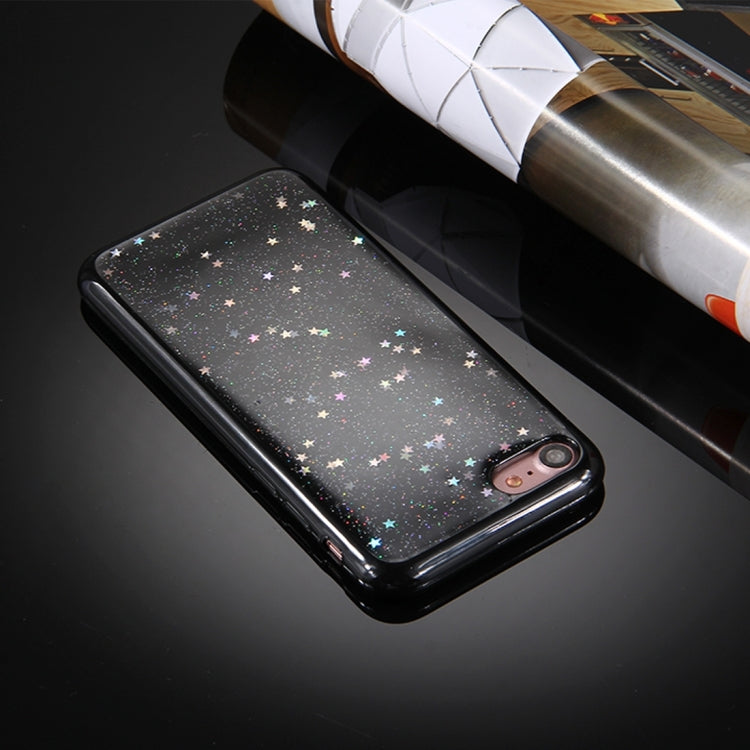 For  iPhone 8 & 7  Stars Glitter Powder Soft TPU Protective Case(Black)