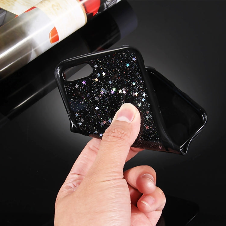 For  iPhone 8 & 7  Stars Glitter Powder Soft TPU Protective Case(Black)