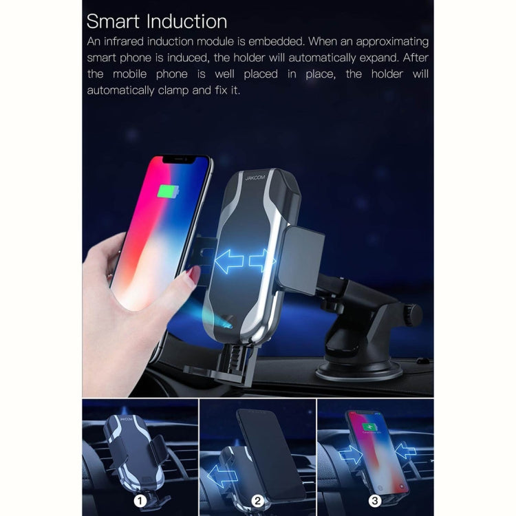 JAKCOM CH2 10W 4 - 6.5 inch Mobile Phone Smart Car Wireless Charging Charger Holder(Black)