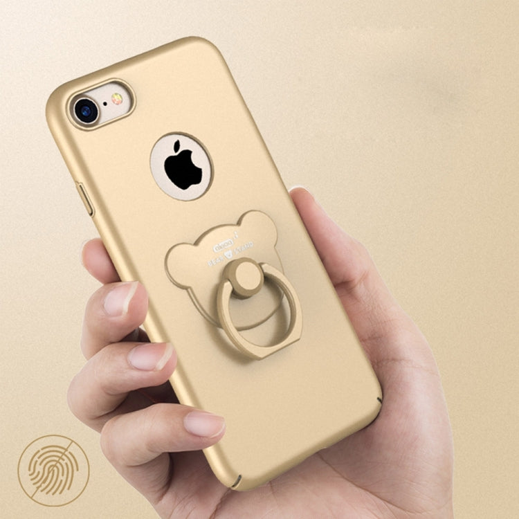 AIQAA For  iPhone 8 & 7  Solid color Metal Paint Plastic PC Dropproof Protective case with Bear Ring Holder