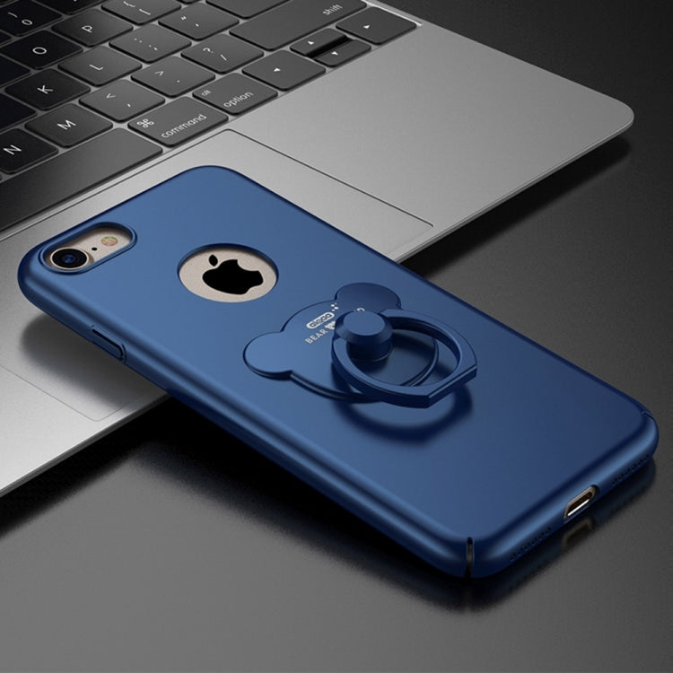 AIQAA For  iPhone 8 & 7  Solid color Metal Paint Plastic PC Dropproof Protective case with Bear Ring Holder