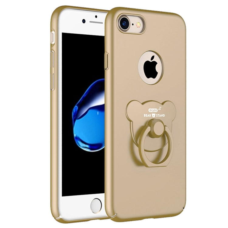 AIQAA For  iPhone 8 & 7  Solid color Metal Paint Plastic PC Dropproof Protective case with Bear Ring Holder