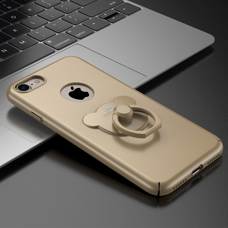 AIQAA For  iPhone 8 & 7  Solid color Metal Paint Plastic PC Dropproof Protective case with Bear Ring Holder