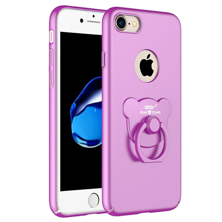 AIQAA For  iPhone 8 & 7  Solid color Metal Paint Plastic PC Dropproof Protective case with Bear Ring Holder