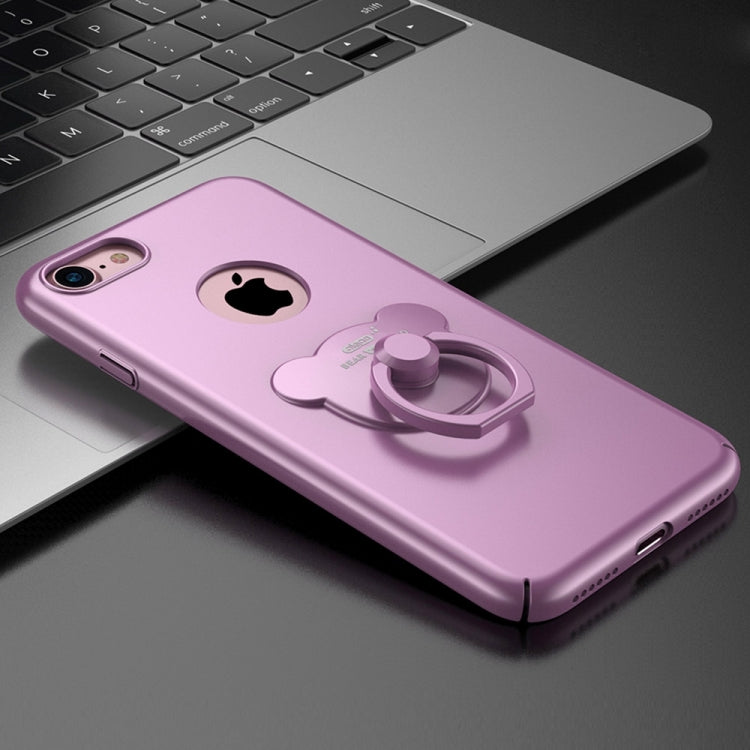 AIQAA For  iPhone 8 & 7  Solid color Metal Paint Plastic PC Dropproof Protective case with Bear Ring Holder