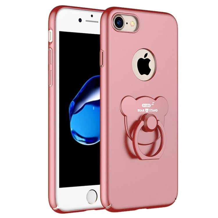 AIQAA For  iPhone 8 & 7  Solid color Metal Paint Plastic PC Dropproof Protective case with Bear Ring Holder
