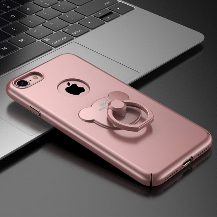 AIQAA For  iPhone 8 & 7  Solid color Metal Paint Plastic PC Dropproof Protective case with Bear Ring Holder