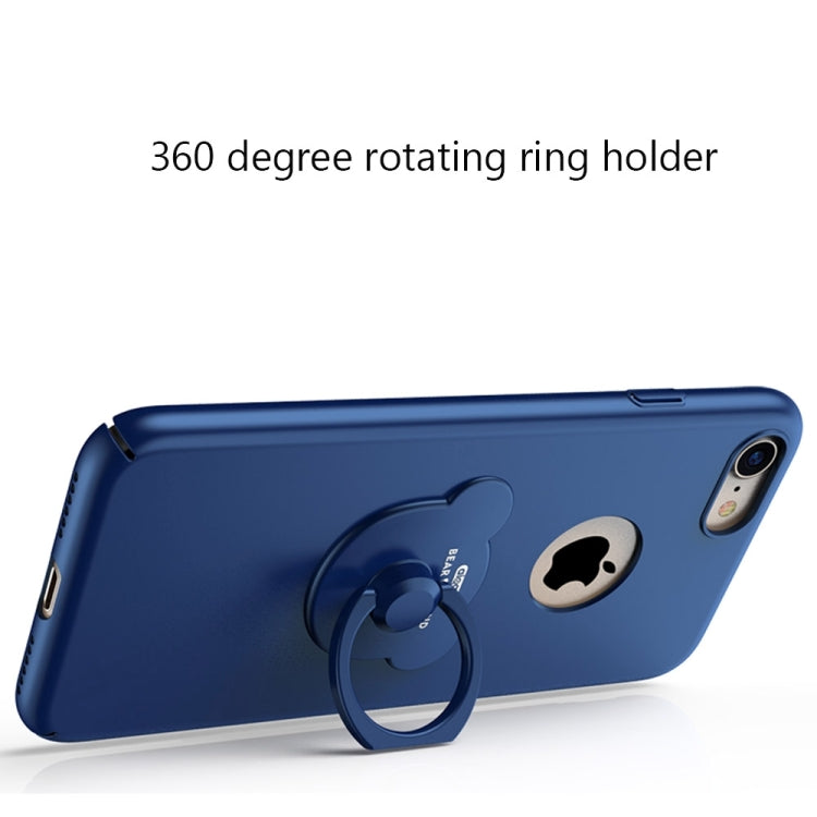AIQAA For  iPhone 8 & 7  Solid color Metal Paint Plastic PC Dropproof Protective case with Bear Ring Holder