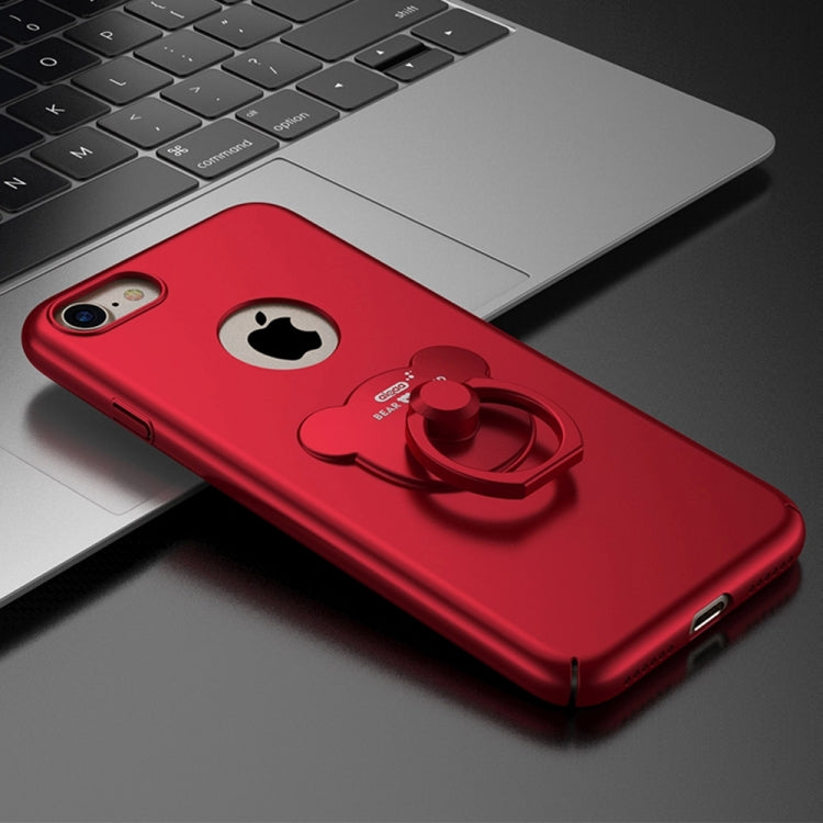 AIQAA For  iPhone 8 & 7  Solid color Metal Paint Plastic PC Dropproof Protective case with Bear Ring Holder