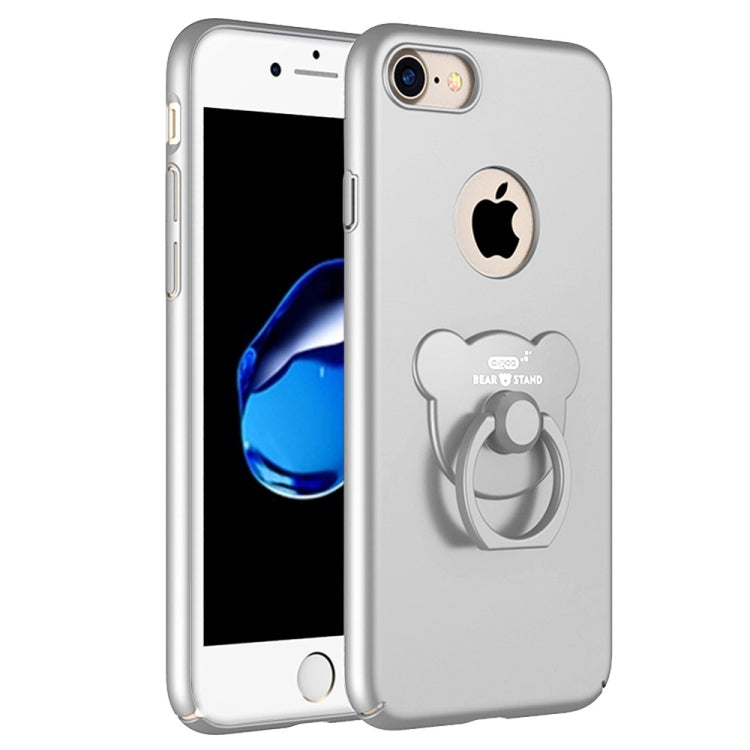 AIQAA For  iPhone 8 & 7  Solid color Metal Paint Plastic PC Dropproof Protective case with Bear Ring Holder