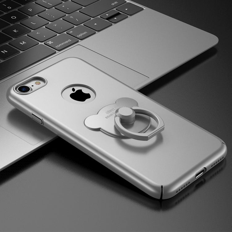 AIQAA For  iPhone 8 & 7  Solid color Metal Paint Plastic PC Dropproof Protective case with Bear Ring Holder