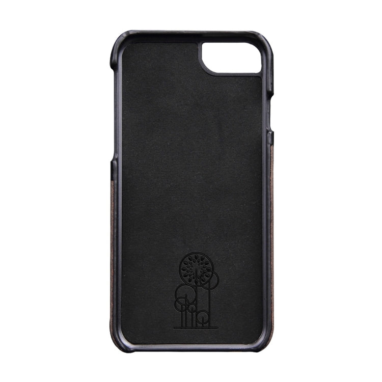For  iPhone 8 & 7  Genuine Cowhide Leather Color Matching Back Cover Case with Card Slot(Taupe)