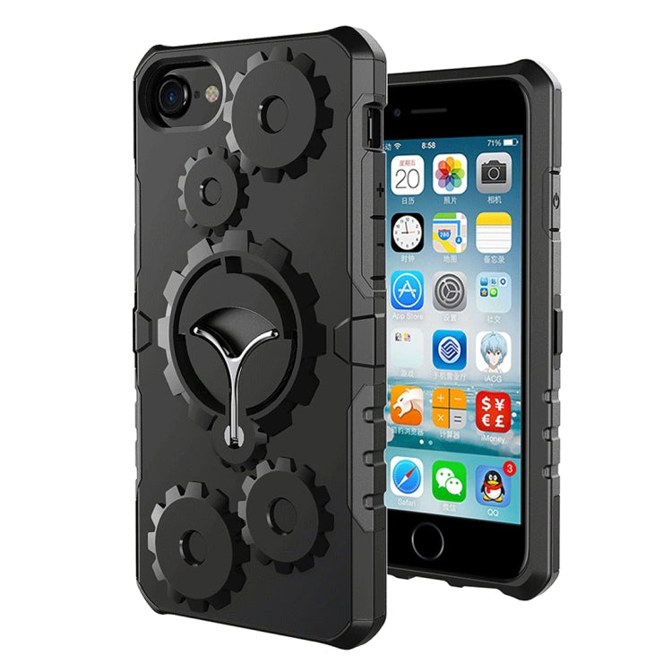 For  iPhone 8 & 7  Gearwheel Style TPU + PC Multi-function Outdoor Sports Protective Back Cover Case With 360 Degree Rotatable Holder & Armband