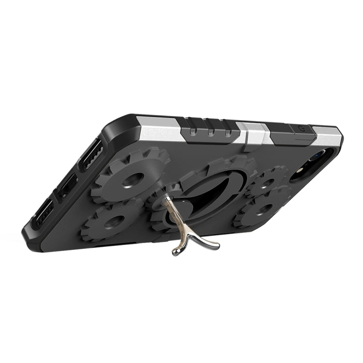 For  iPhone 8 & 7  Gearwheel Style TPU + PC Multi-function Outdoor Sports Protective Back Cover Case With 360 Degree Rotatable Holder & Armband