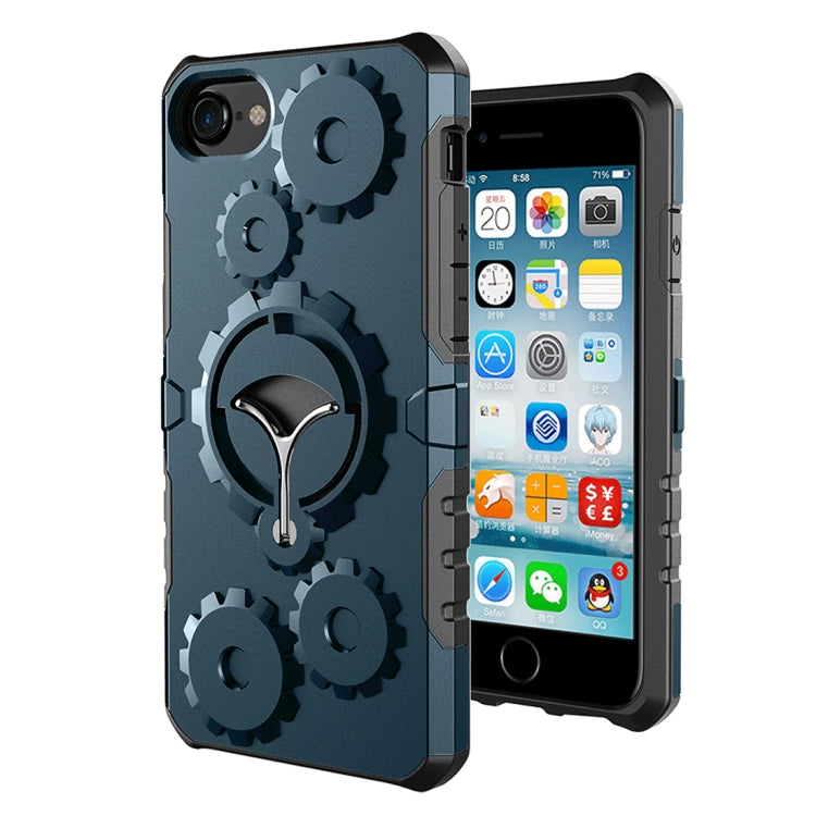 For  iPhone 8 & 7  Gearwheel Style TPU + PC Multi-function Outdoor Sports Protective Back Cover Case With 360 Degree Rotatable Holder & Armband