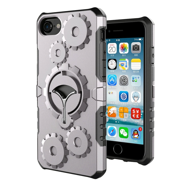 For  iPhone 8 & 7  Gearwheel Style TPU + PC Multi-function Outdoor Sports Protective Back Cover Case With 360 Degree Rotatable Holder & Armband