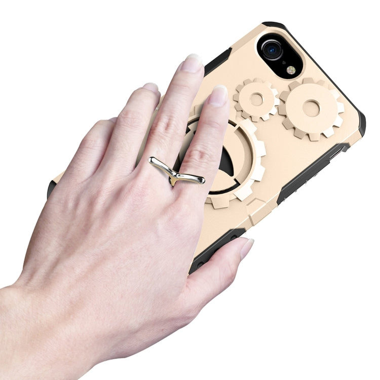 For  iPhone 8 & 7  Gearwheel Style TPU + PC Multi-function Outdoor Sports Protective Back Cover Case With 360 Degree Rotatable Holder & Armband