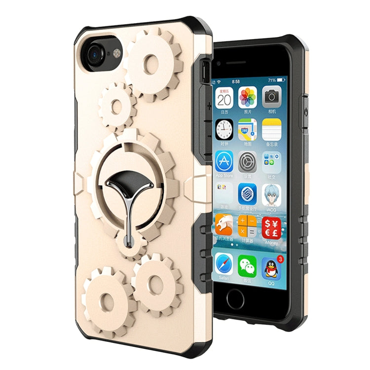 For  iPhone 8 & 7  Gearwheel Style TPU + PC Multi-function Outdoor Sports Protective Back Cover Case With 360 Degree Rotatable Holder & Armband