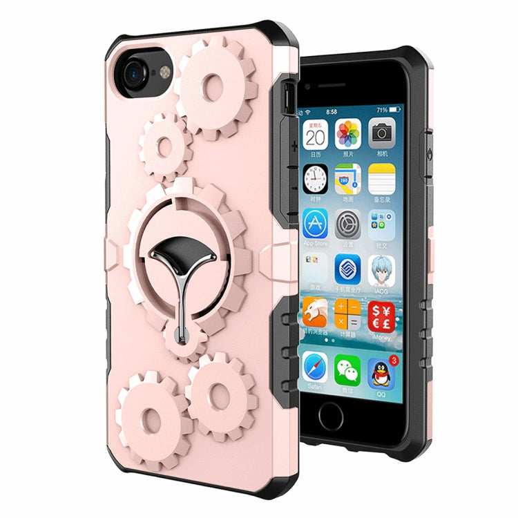 For  iPhone 8 & 7  Gearwheel Style TPU + PC Multi-function Outdoor Sports Protective Back Cover Case With 360 Degree Rotatable Holder & Armband