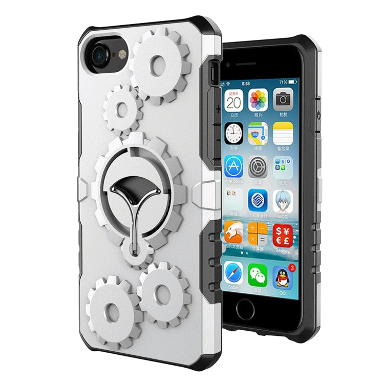 For  iPhone 8 & 7  Gearwheel Style TPU + PC Multi-function Outdoor Sports Protective Back Cover Case With 360 Degree Rotatable Holder & Armband