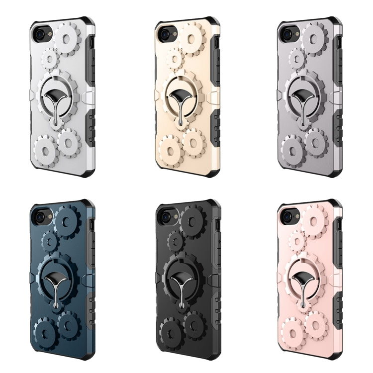 For  iPhone 8 & 7  Gearwheel Style TPU + PC Multi-function Outdoor Sports Protective Back Cover Case With 360 Degree Rotatable Holder & Armband