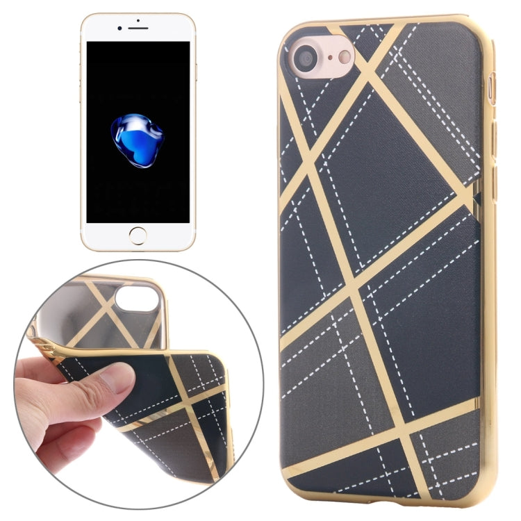 For  iPhone 8 & 7  Rhombus Cloth Pattern Electroplating TPU Protective Case
