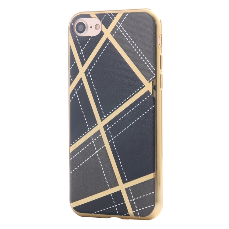 For  iPhone 8 & 7  Rhombus Cloth Pattern Electroplating TPU Protective Case