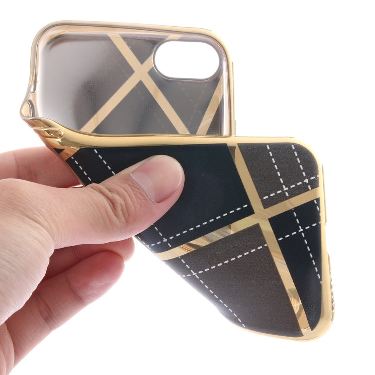 For  iPhone 8 & 7  Rhombus Cloth Pattern Electroplating TPU Protective Case