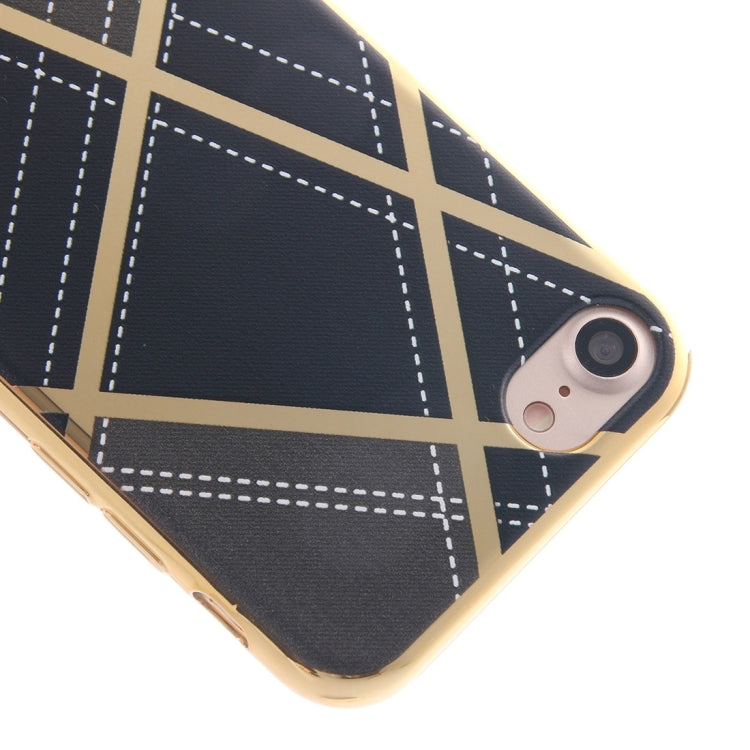 For  iPhone 8 & 7  Rhombus Cloth Pattern Electroplating TPU Protective Case