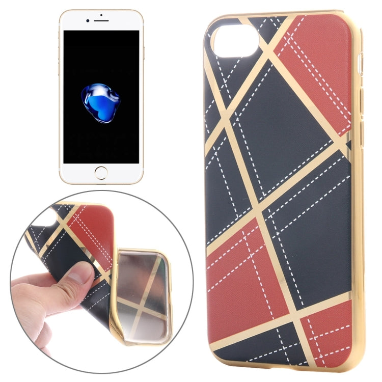 For  iPhone 8 & 7  Rhombus Cloth Pattern Electroplating TPU Protective Case