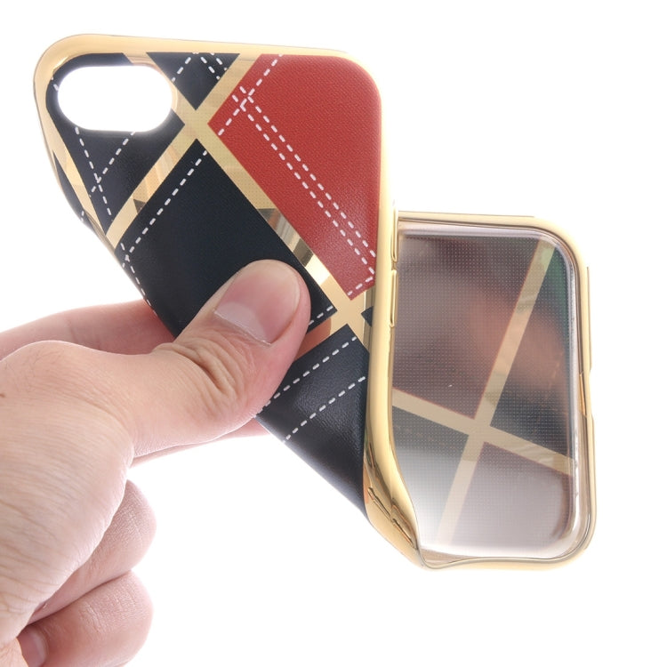 For  iPhone 8 & 7  Rhombus Cloth Pattern Electroplating TPU Protective Case