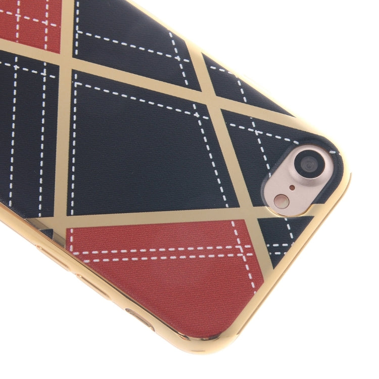 For  iPhone 8 & 7  Rhombus Cloth Pattern Electroplating TPU Protective Case